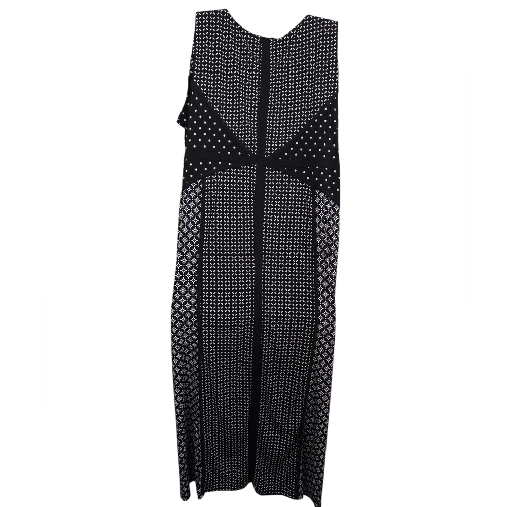 Catherines Black With White Floral Print Sleeveless Maxi Dress Sz 3X (26/28W) - Picture 5 of 7